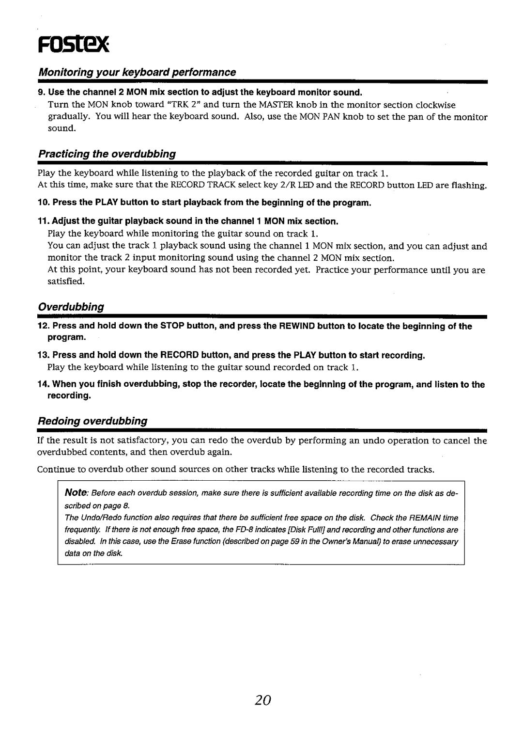 Fostex FD-8 manual 