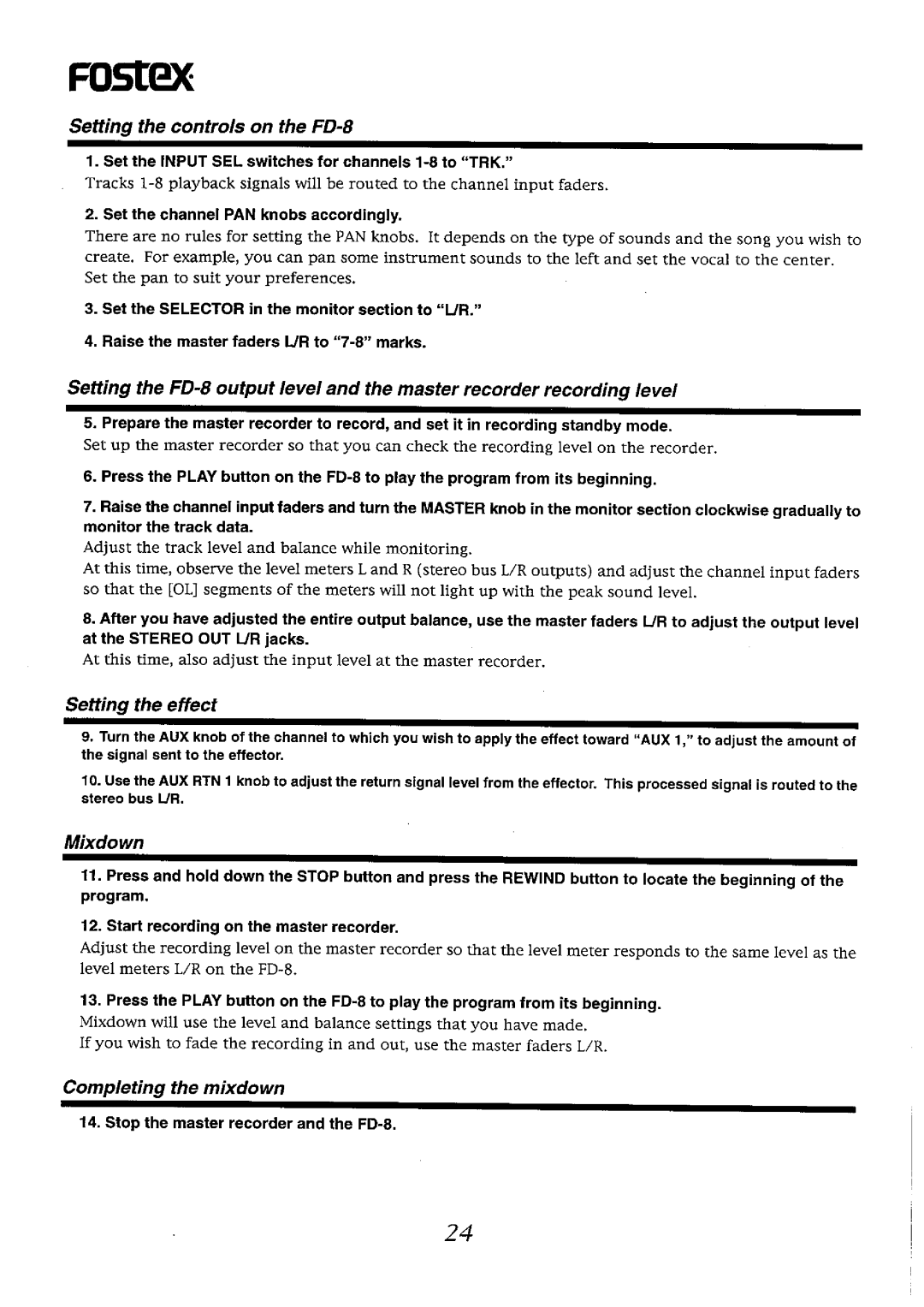 Fostex FD-8 manual 