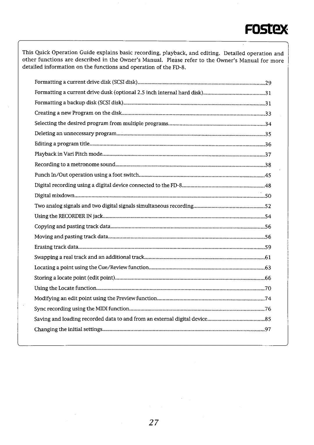 Fostex FD-8 manual 