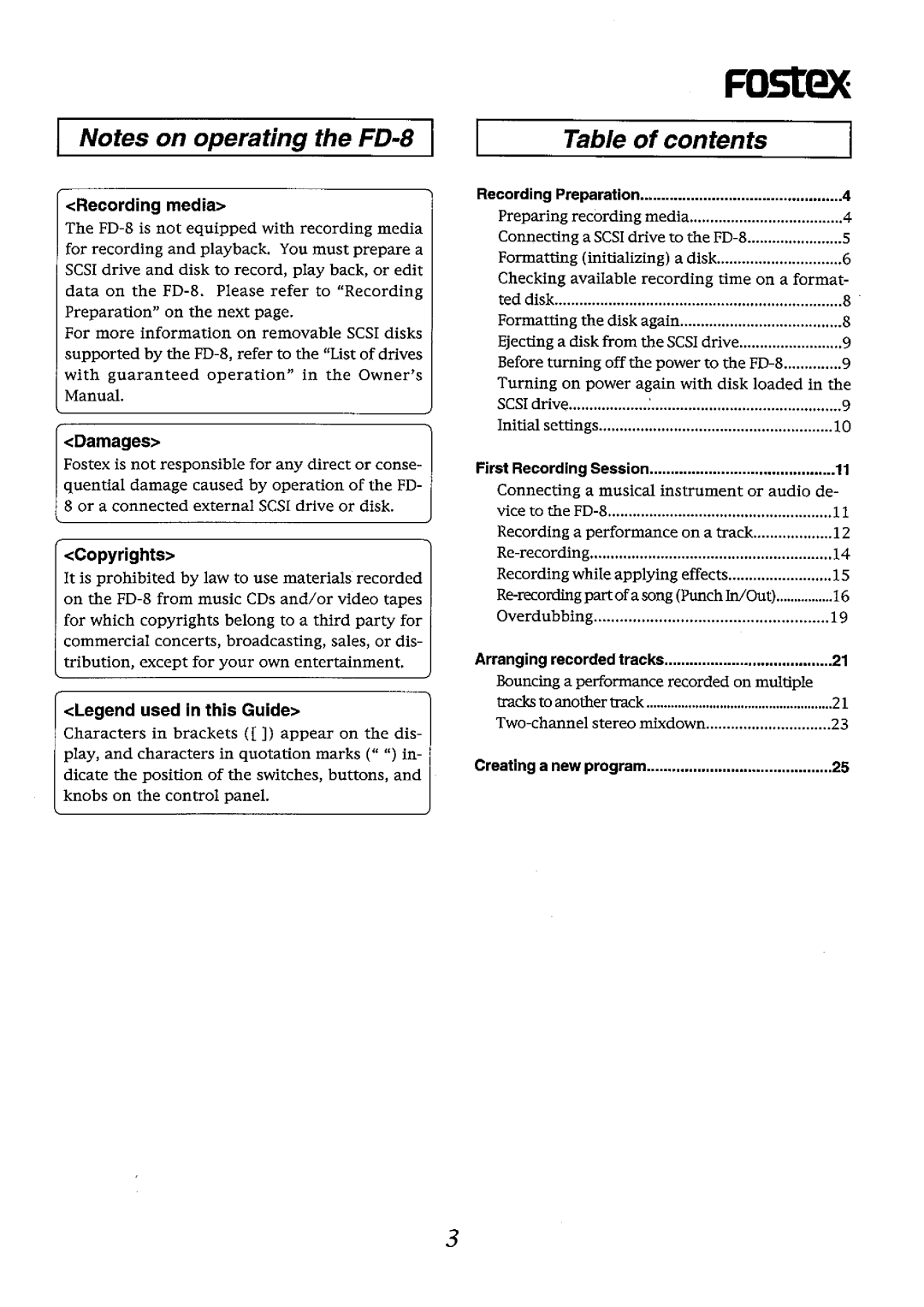 Fostex FD-8 manual 