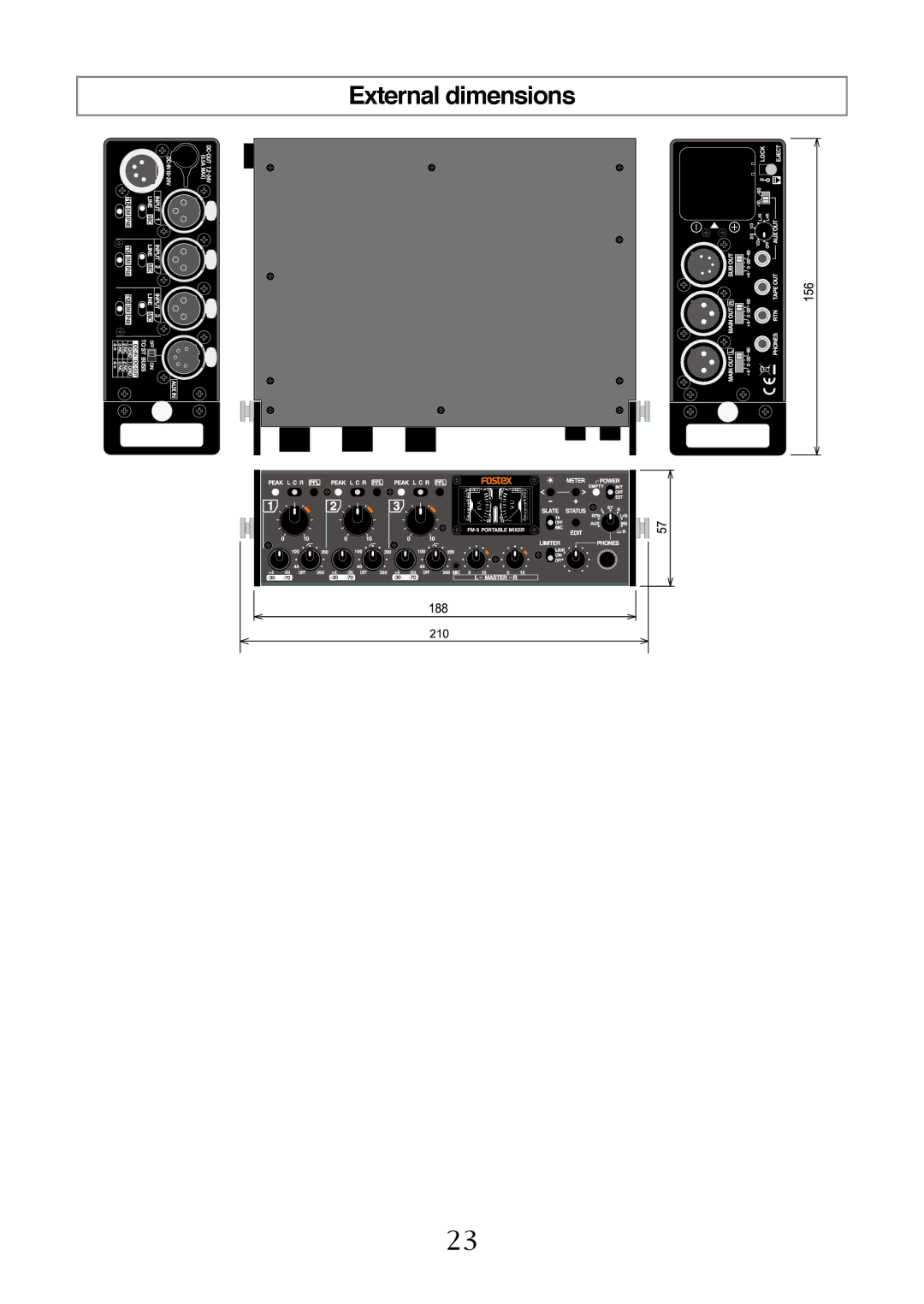 Fostex FM-3 owner manual External dimensions 