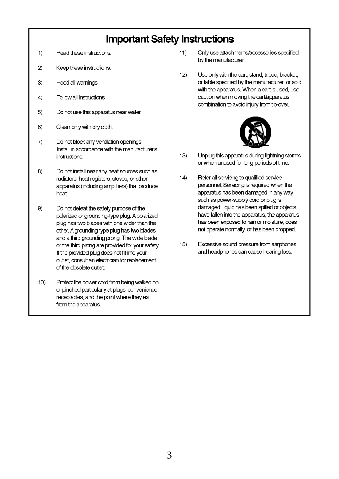 Fostex FM-3 owner manual Important Safety Instructions 