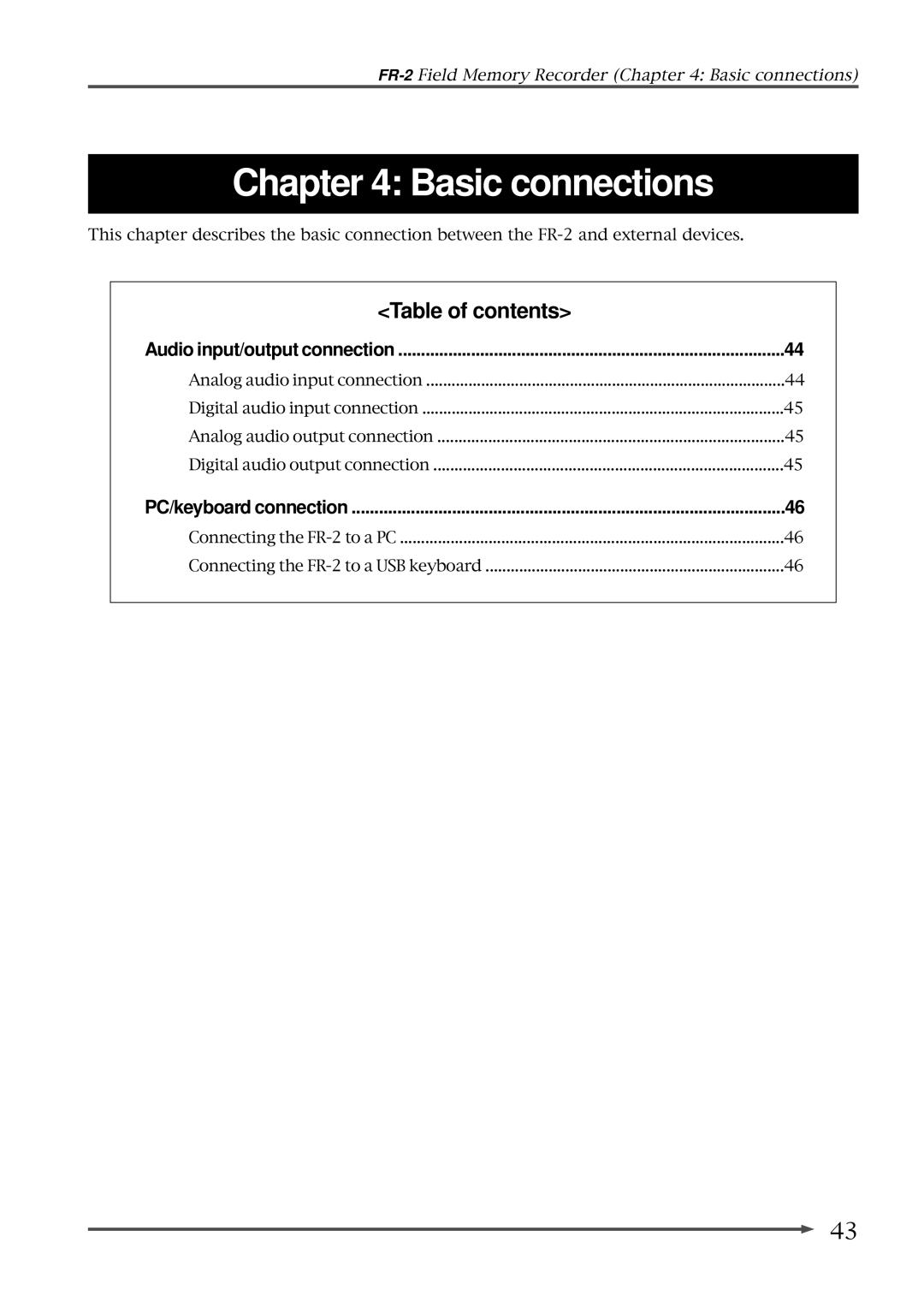 Fostex FR-2 owner manual Audio input/output connection, PC/keyboard connection 