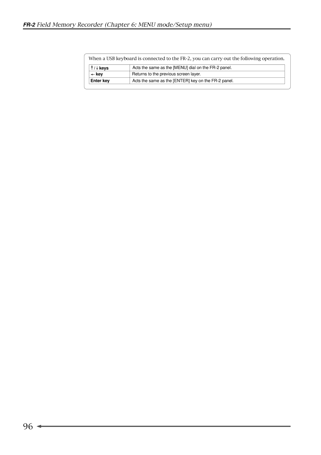 Fostex owner manual FR-2Field Memory Recorder Menu mode/Setup menu 