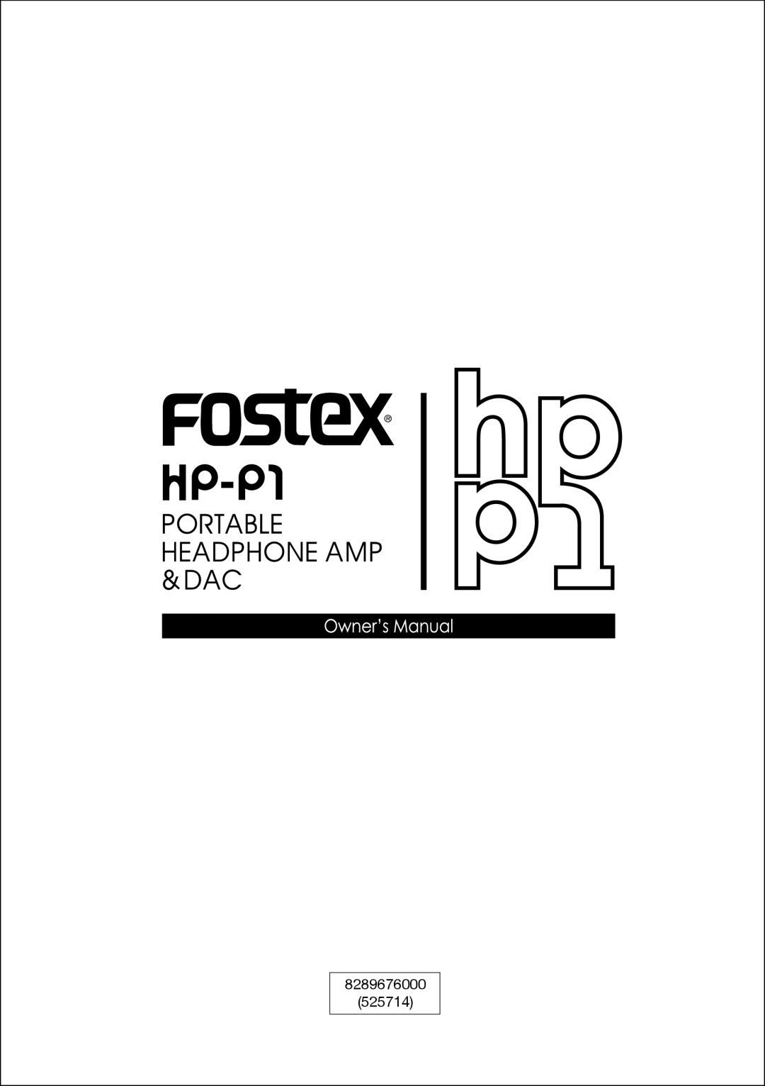 Fostex HP-P1 manual 8289676000 525714 