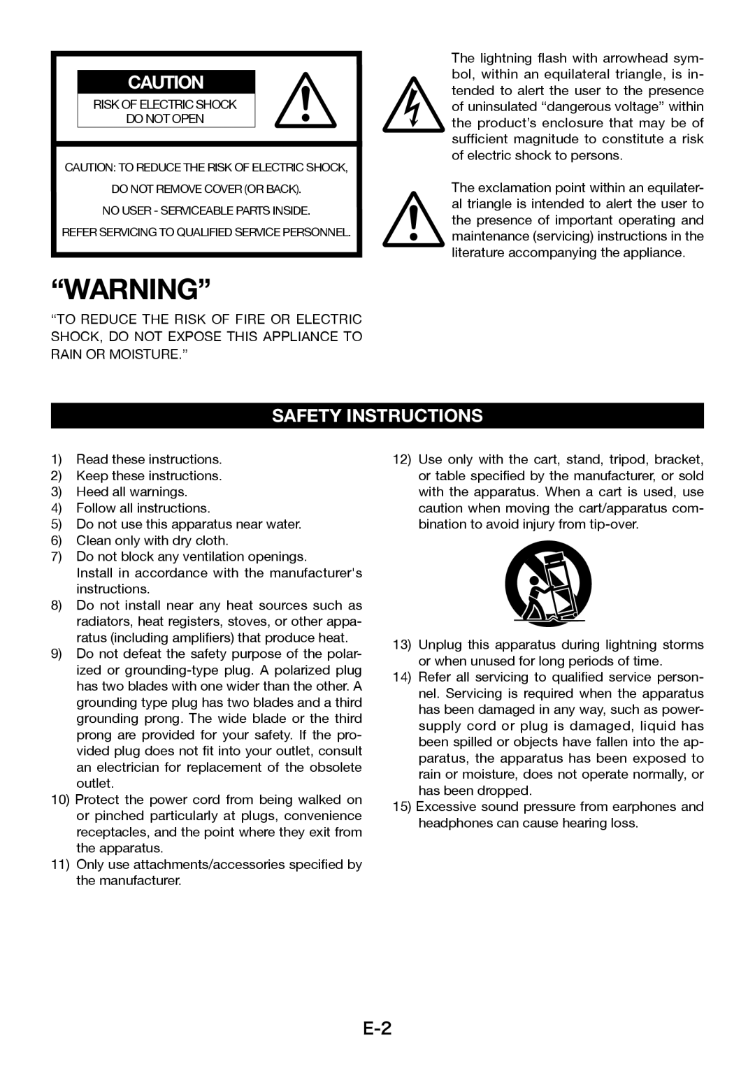 Fostex HP-P1 manual Safety Instructions 