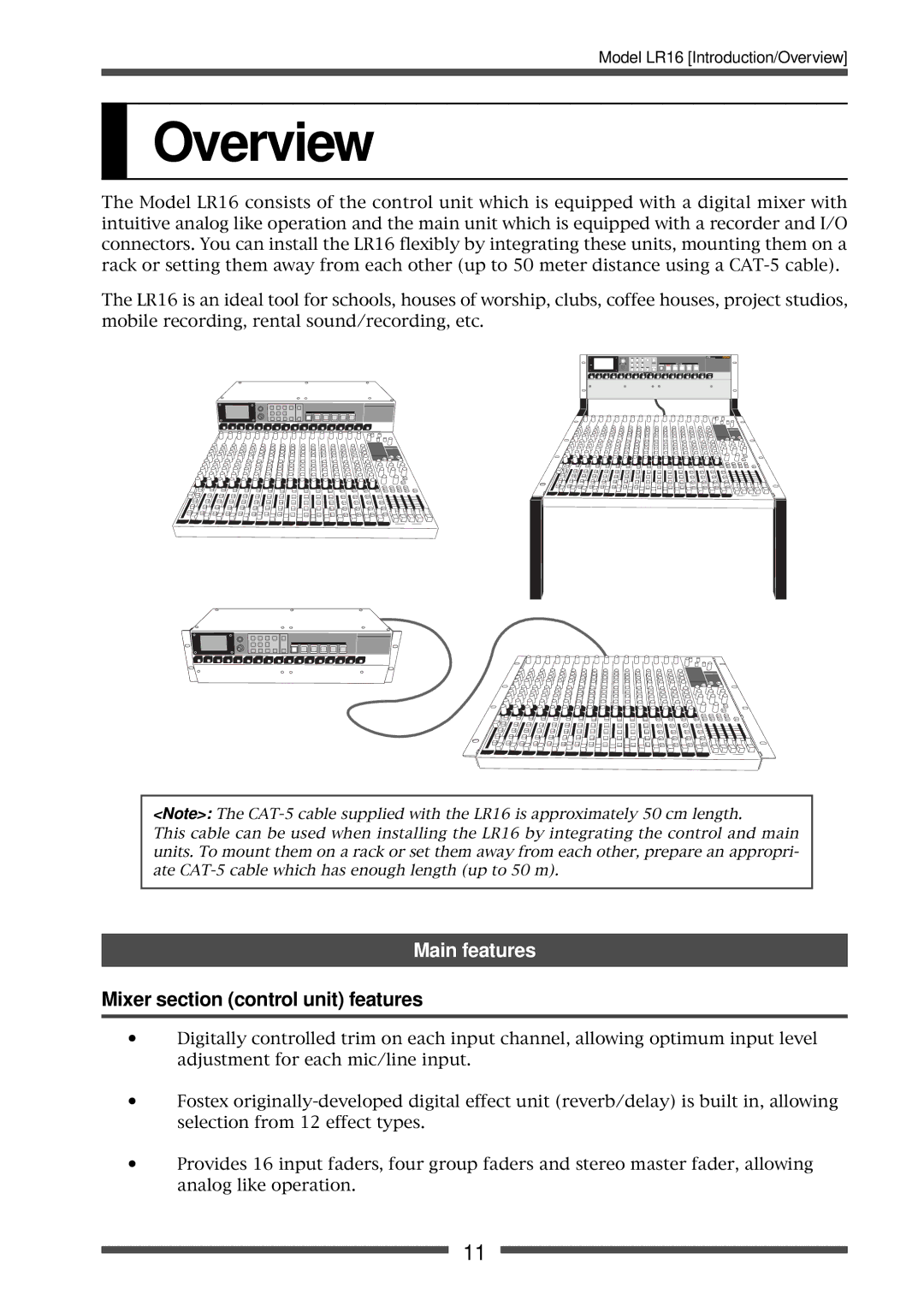 Fostex LR16 manual Overview, Main features 