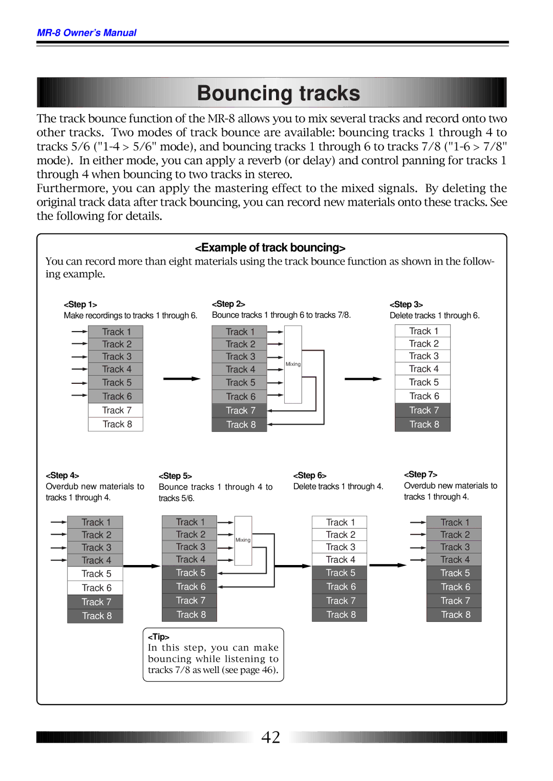 Fostex MR-8 owner manual Bouncing tracks, Example of track bouncing 