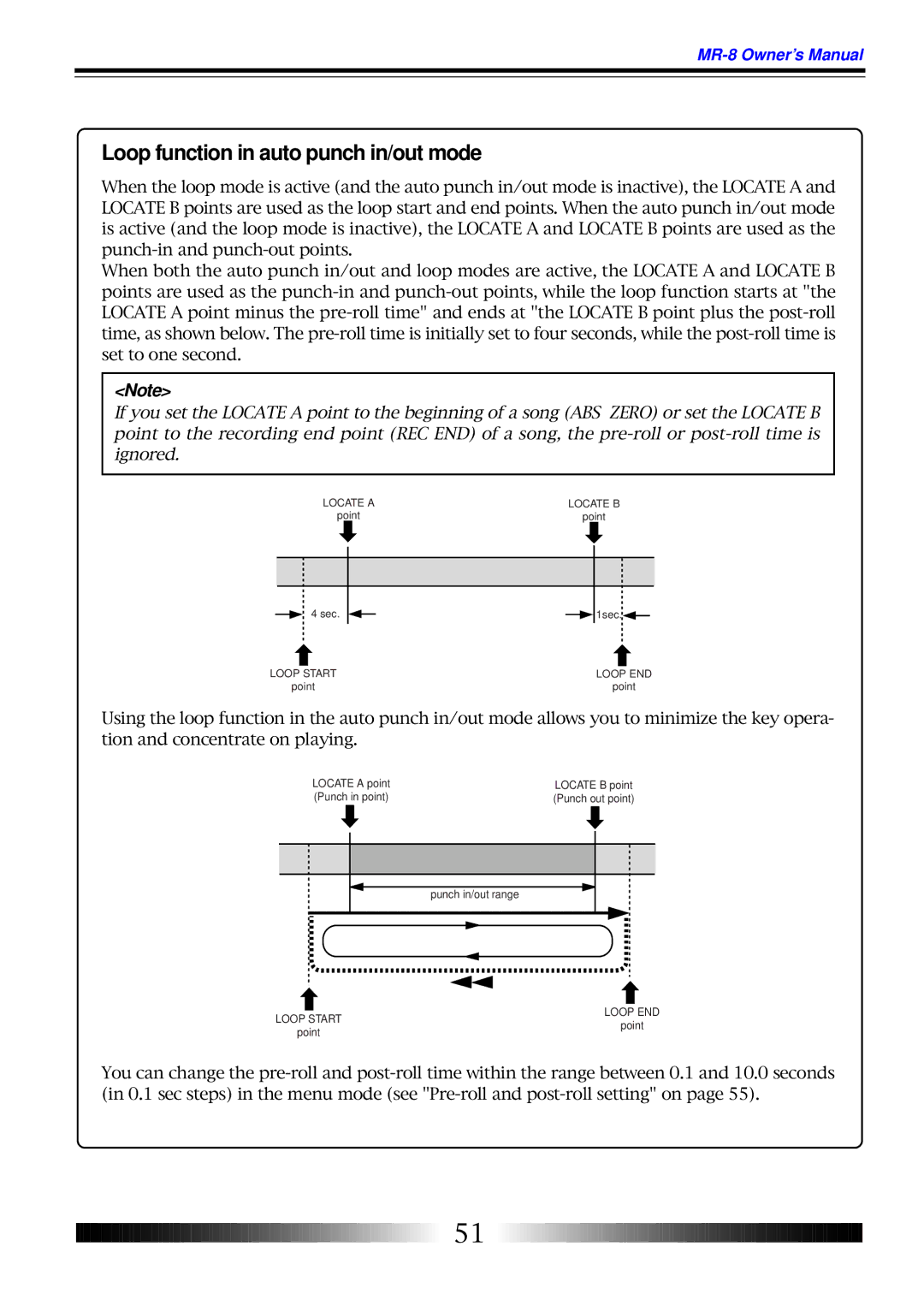 Fostex MR-8 owner manual Loop function in auto punch in/out mode 