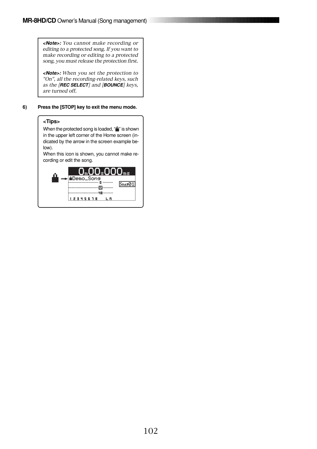 Fostex MR-8CD owner manual 102, Tips 