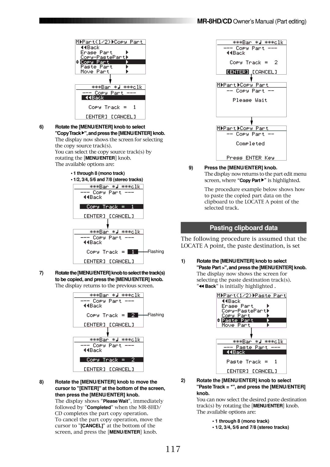 Fostex MR-8CD owner manual 117, Pasting clipboard data 