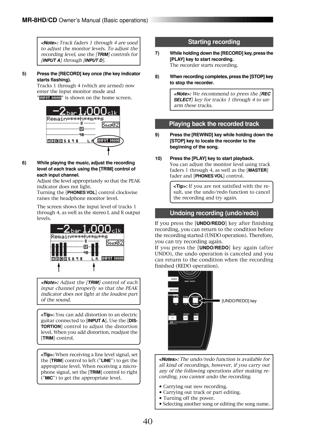 Fostex MR-8CD owner manual Recorder starts recording 