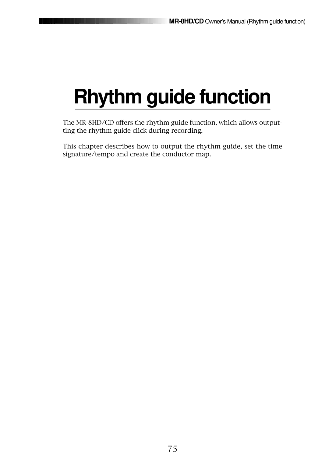 Fostex MR-8CD owner manual Rhythm guide function 