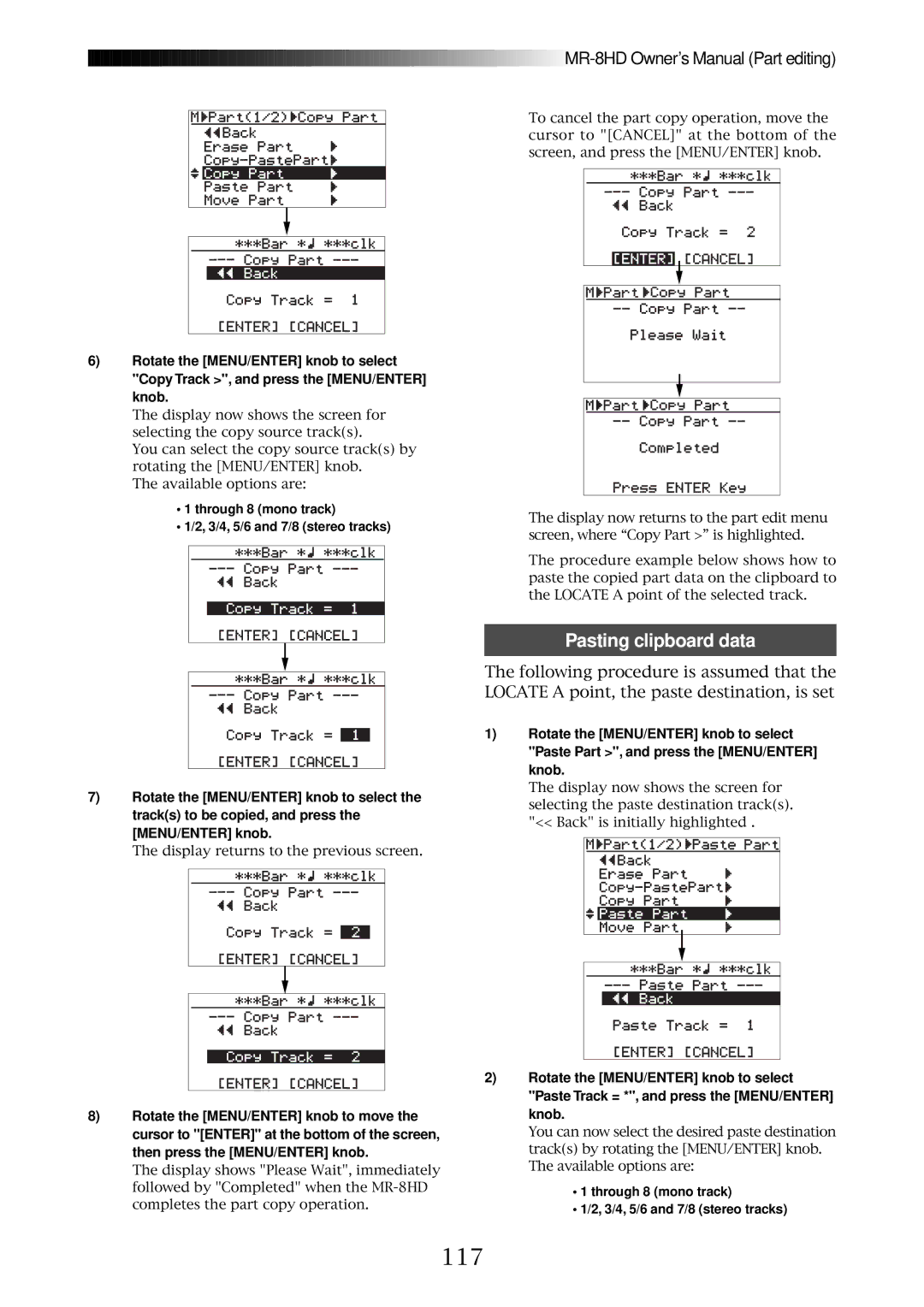 Fostex MR-8HD owner manual 117, Pasting clipboard data 