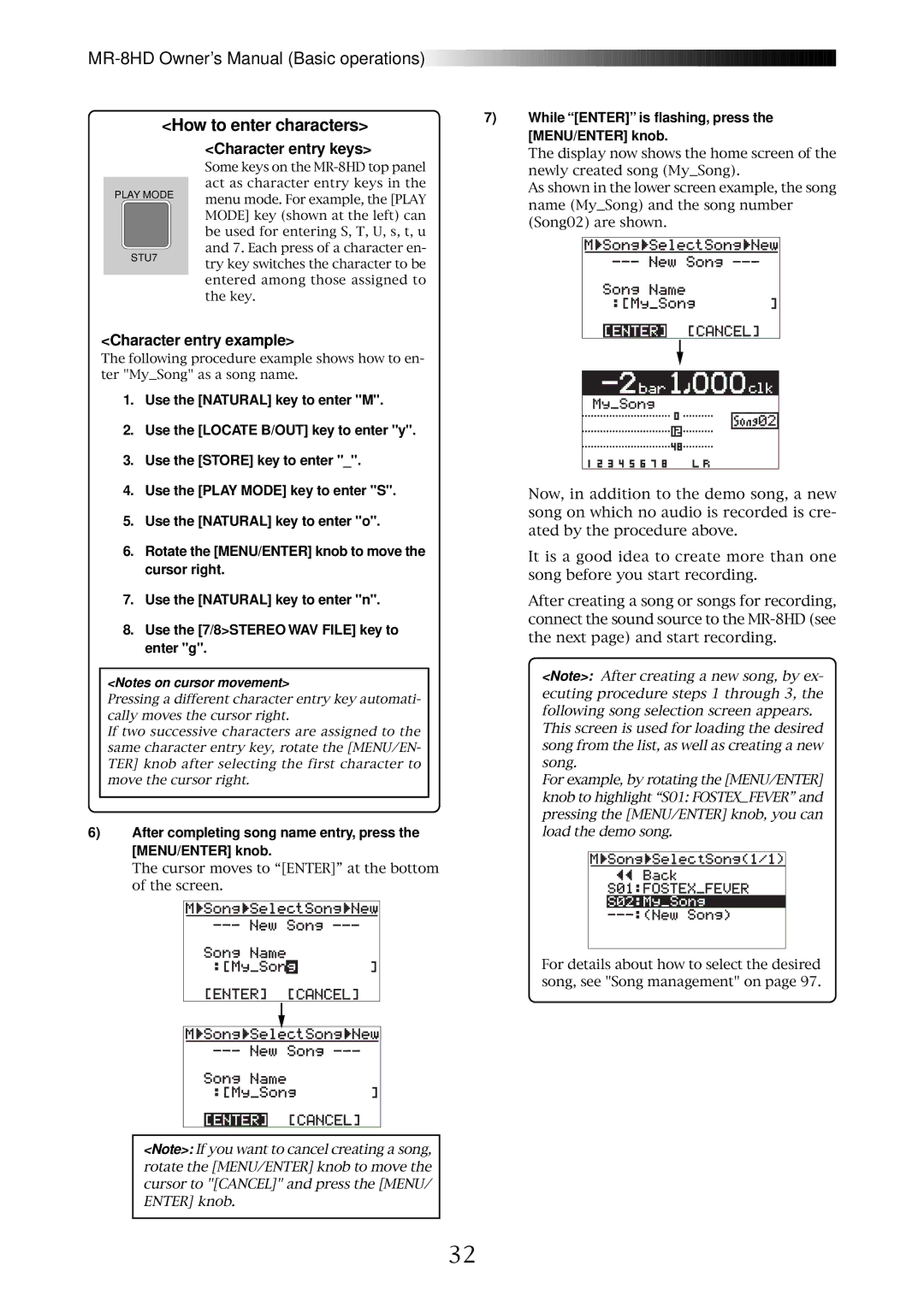 Fostex MR-8HD owner manual How to enter characters, Character entry keys, Character entry example 