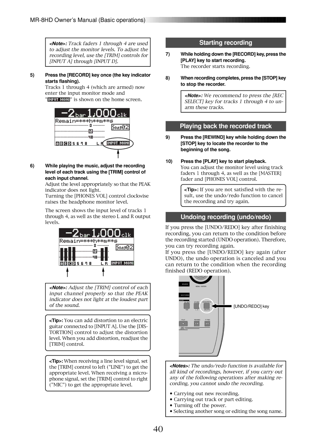 Fostex MR-8HD owner manual Recorder starts recording 