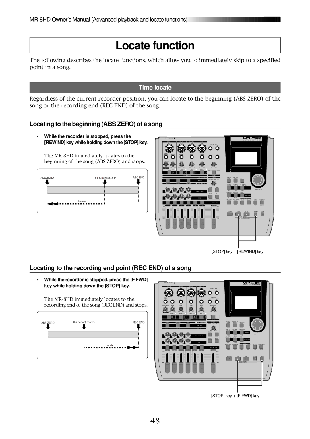 Fostex MR-8HD owner manual Locate function, Time locate 