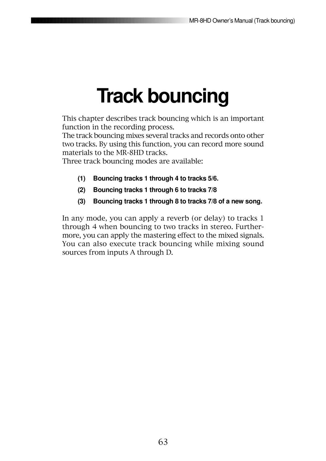 Fostex MR-8HD owner manual Track bouncing 