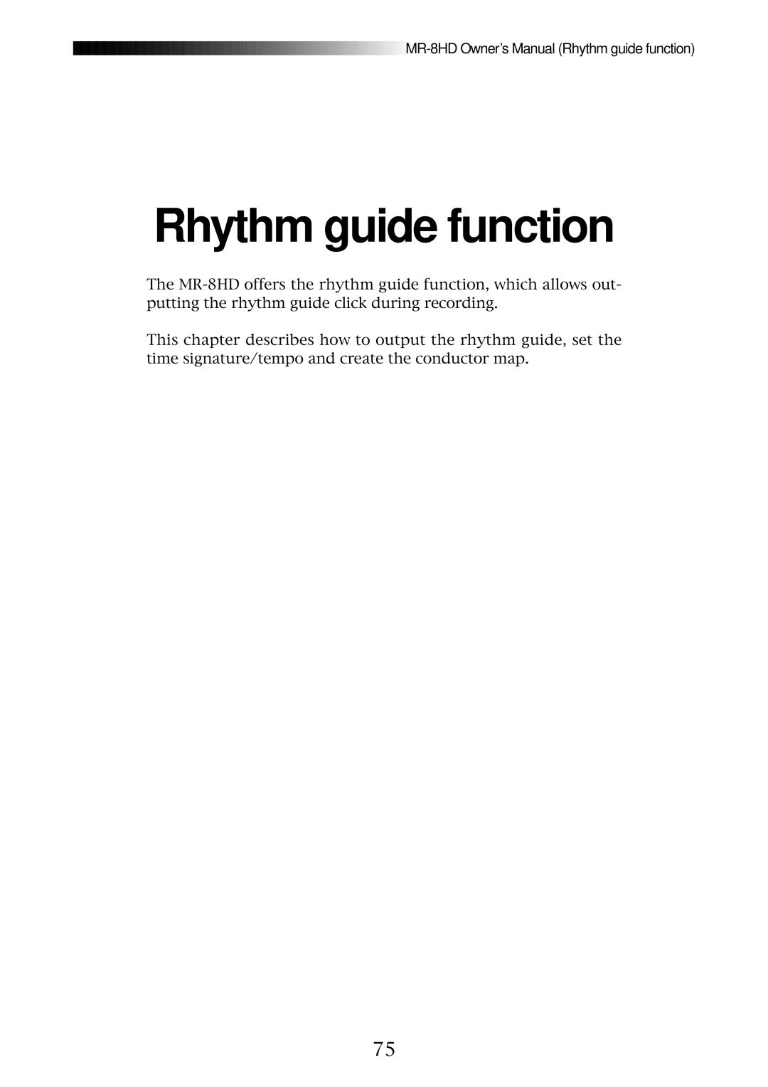 Fostex MR-8HD owner manual Rhythm guide function 