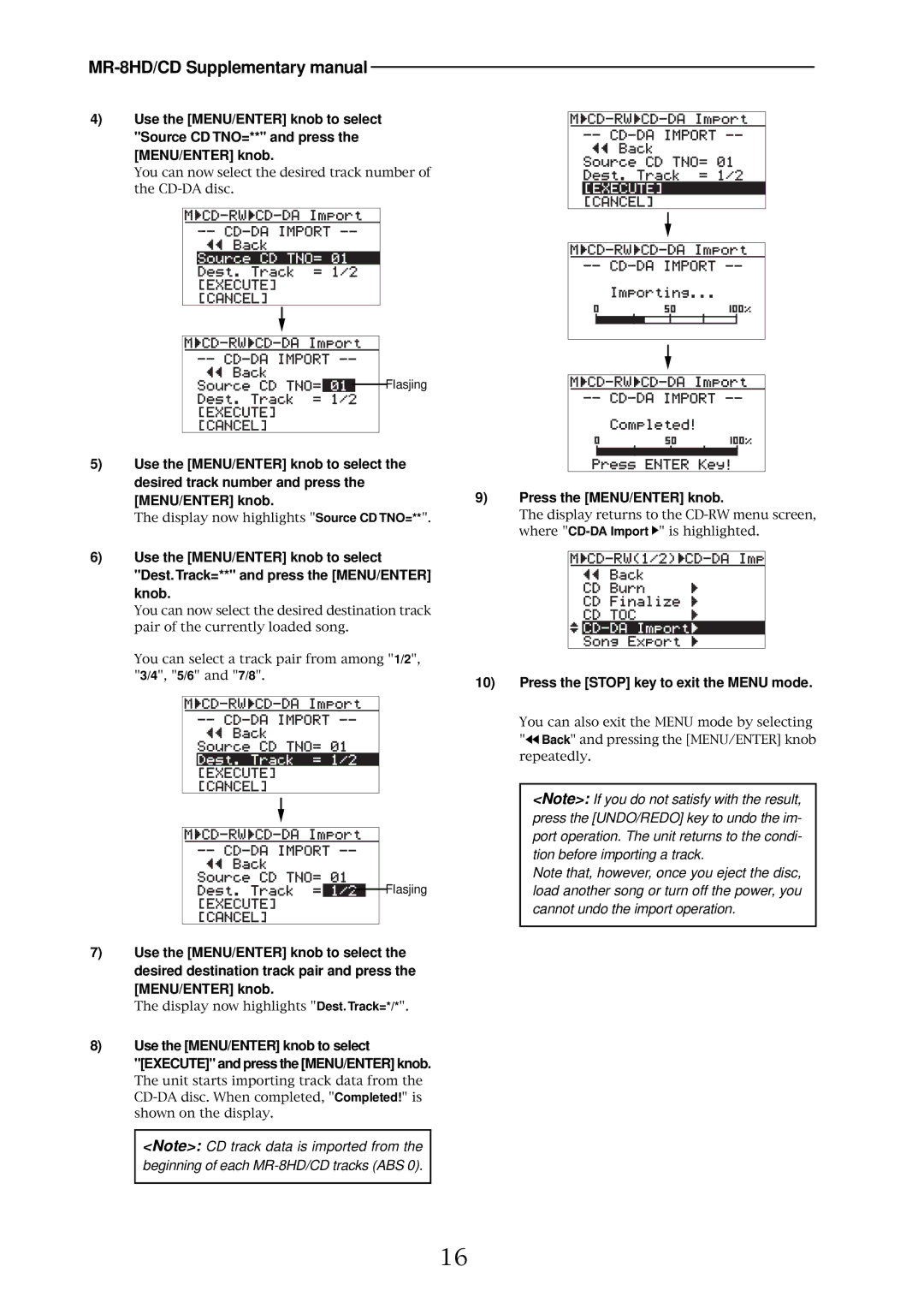 Fostex MR-8HD/CD supplementary manual Flasjing 