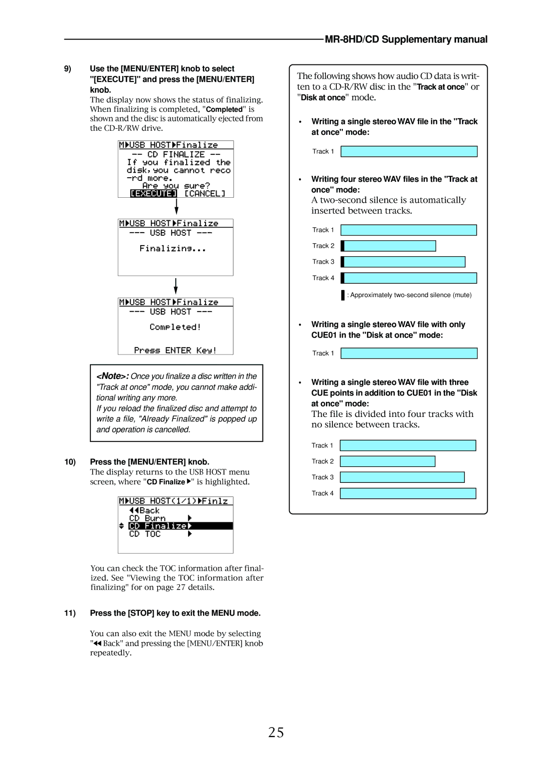 Fostex MR-8HD/CD supplementary manual Track Approximately two-second silence mute 