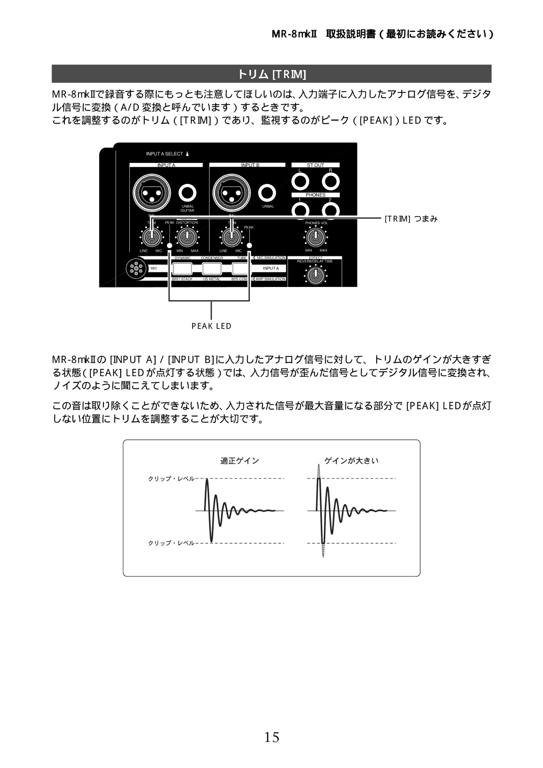 Fostex MR-8mkII manual トリム Trim 