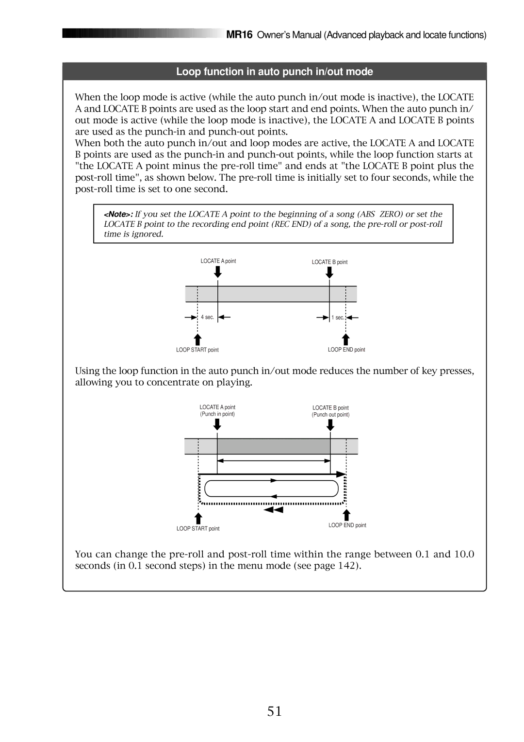 Fostex MR16 owner manual Loop function in auto punch in/out mode 