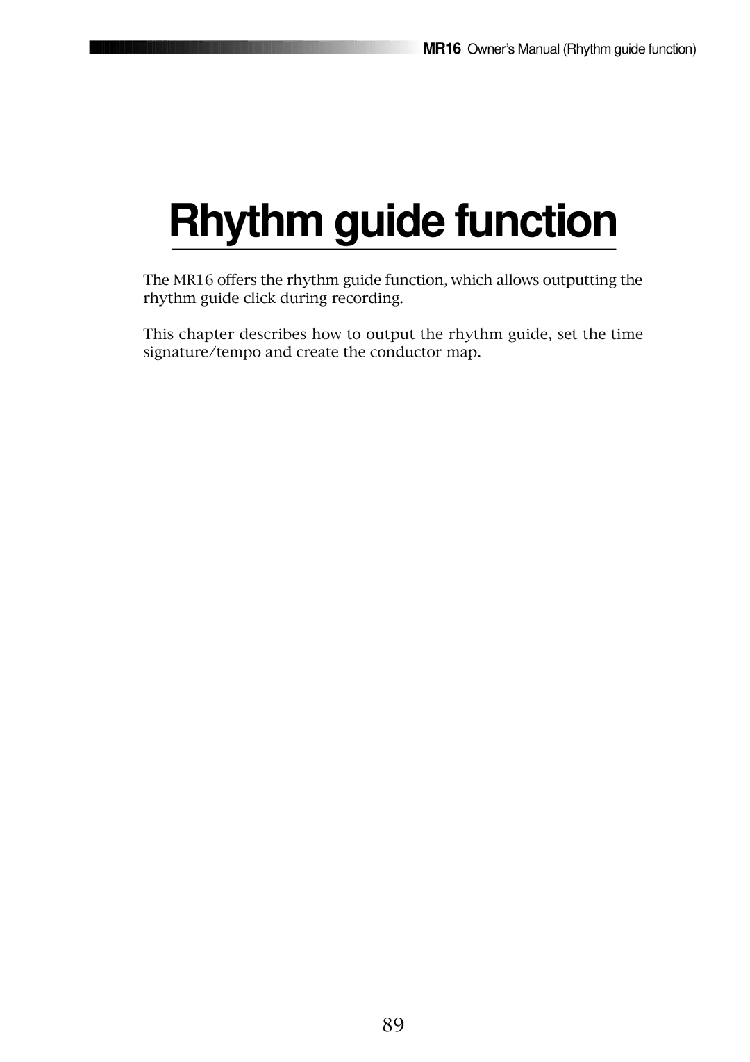 Fostex MR16 owner manual Rhythm guide function 