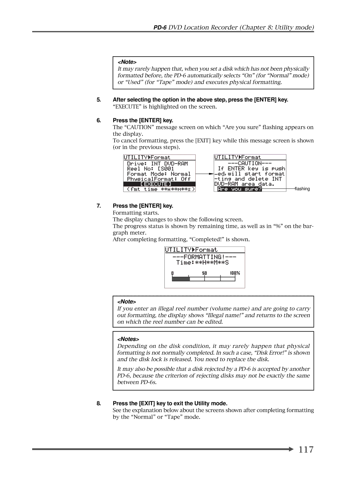 Fostex PD-6 operation manual 117, Press the Enter key 