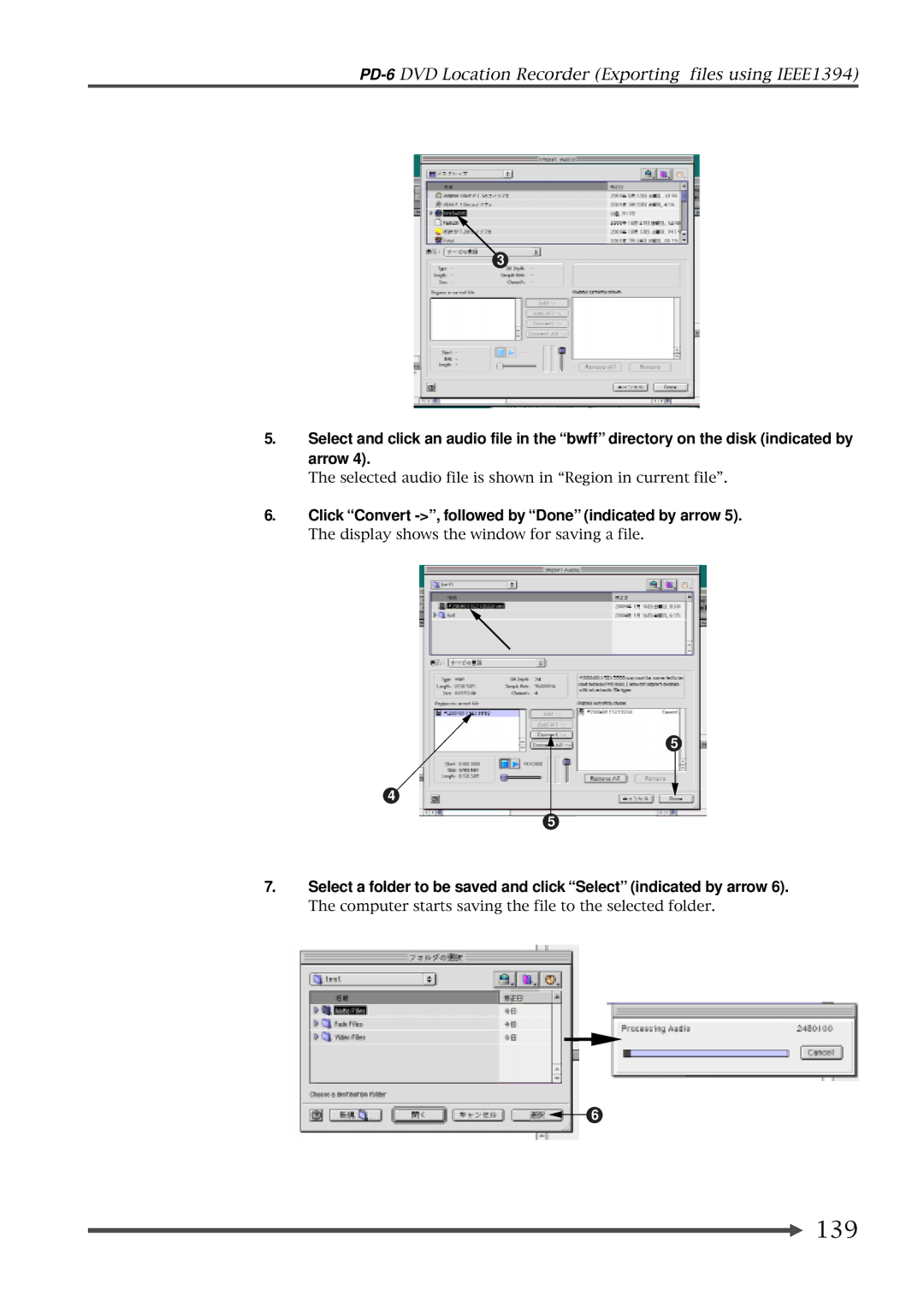 Fostex PD-6 operation manual 139, Click Convert -, followed by Done indicated by arrow 