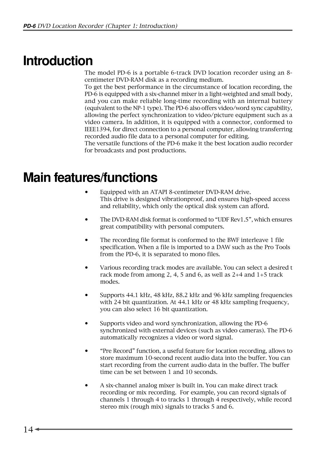 Fostex PD-6 operation manual Introduction 