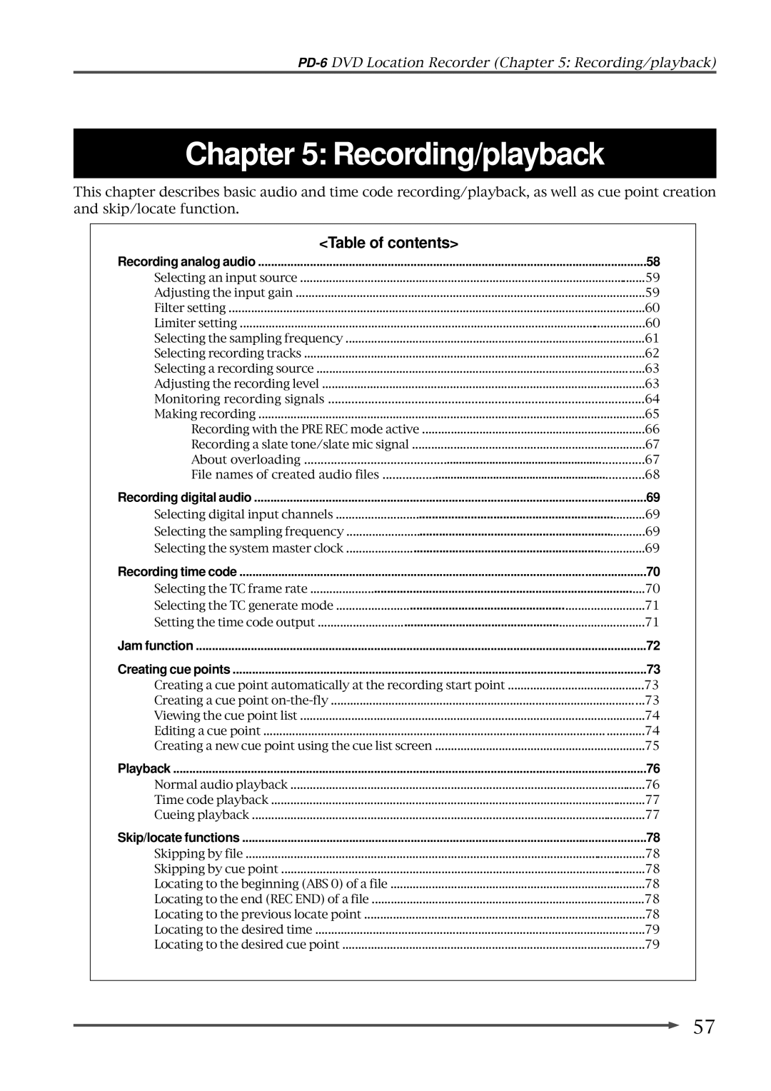 Fostex PD-6 operation manual Selecting the TC frame rate 