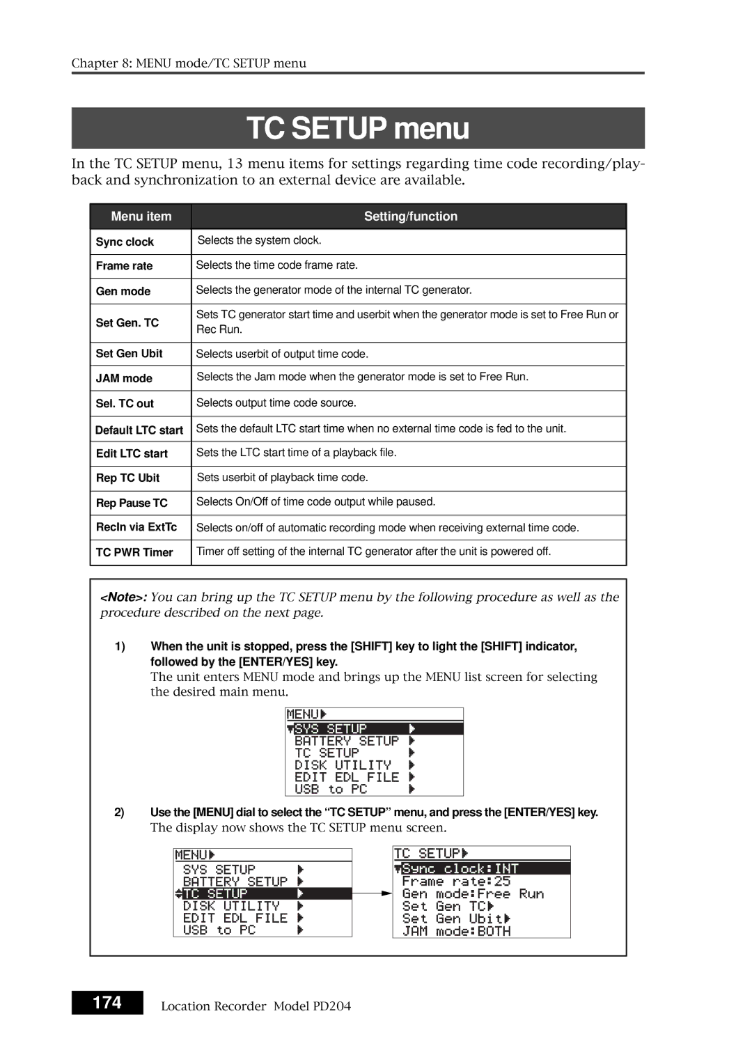 Fostex PD204 owner manual 174, Rec Run 