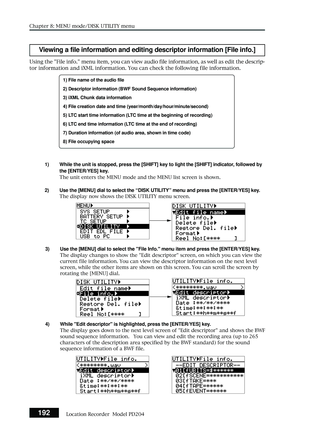 Fostex PD204 owner manual 192 