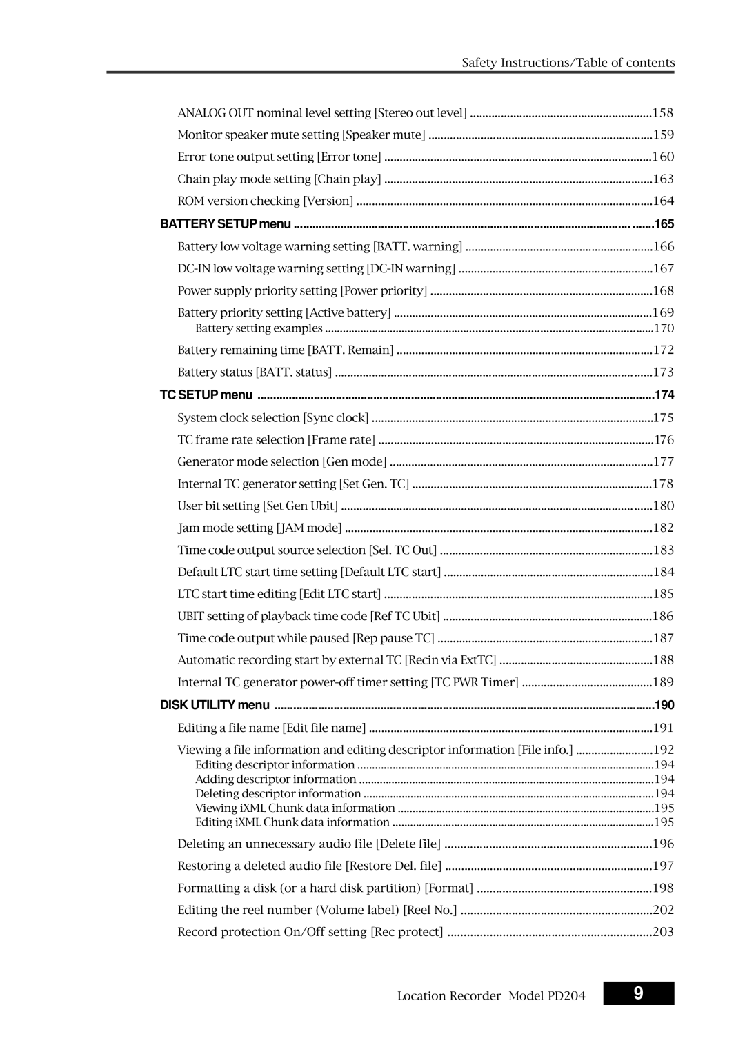 Fostex PD204 owner manual 165, 174, 190 