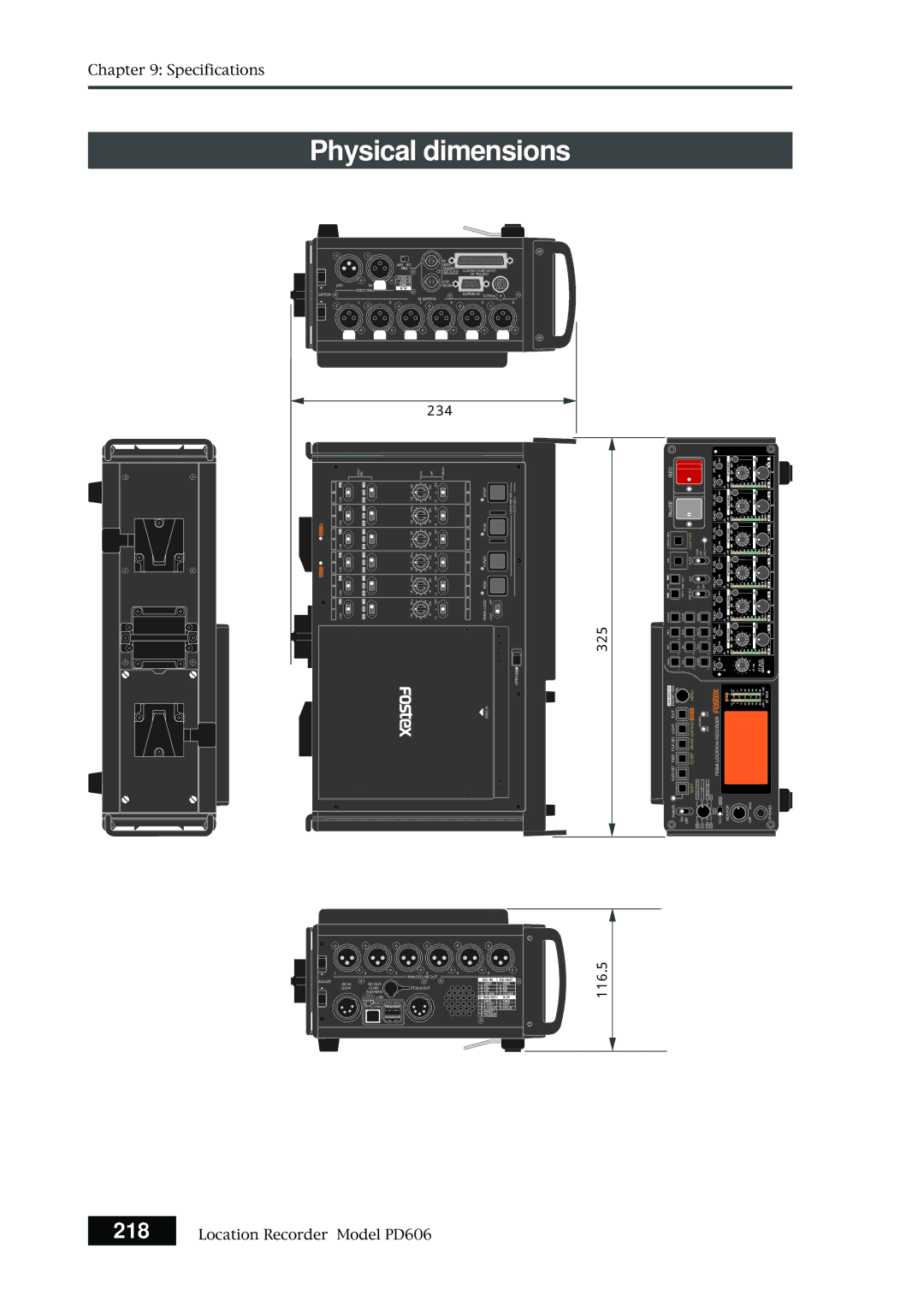 Fostex PD606 owner manual Physical dimensions 