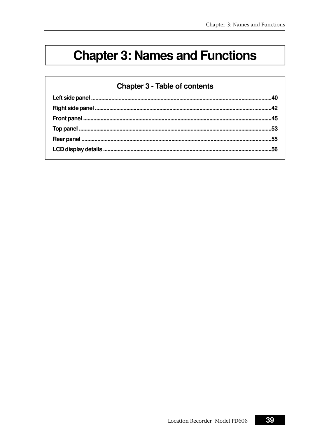 Fostex PD606 owner manual Names and Functions 