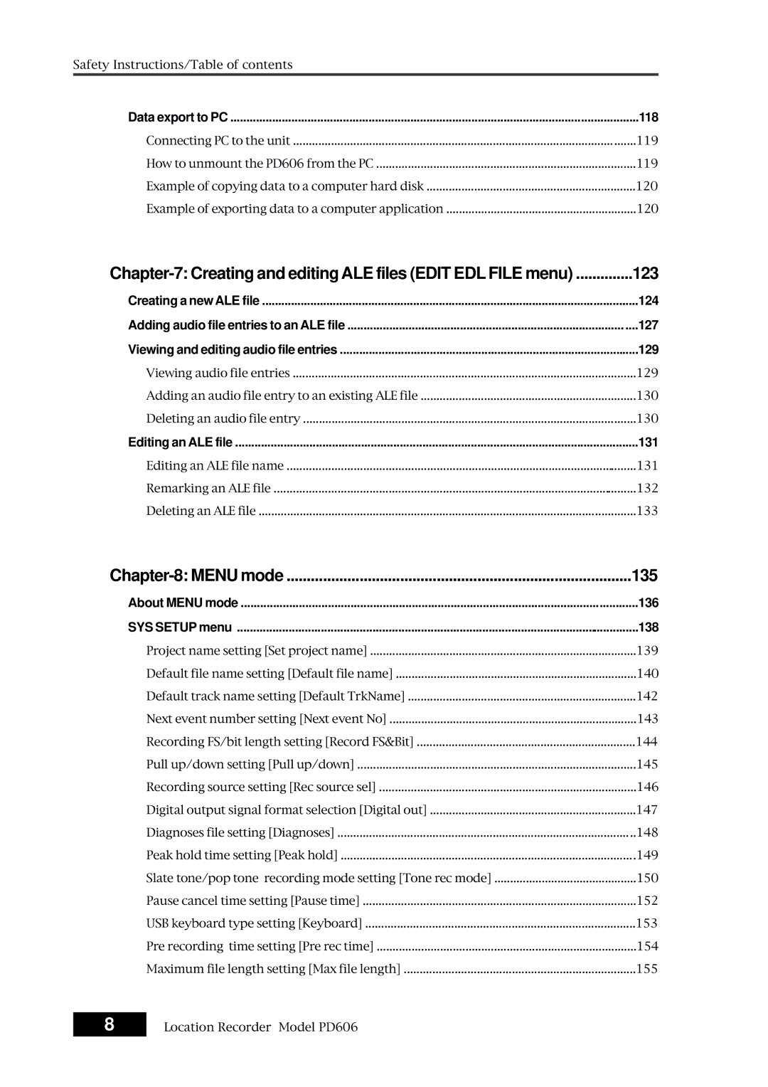 Fostex PD606 owner manual Menu mode 