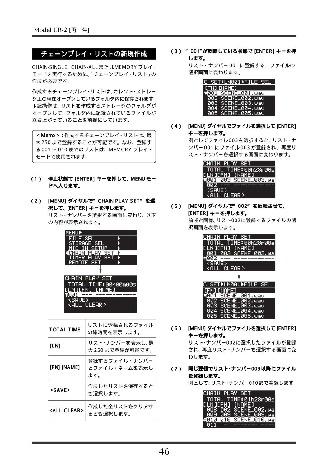 Fostex UR-2 manual チェーンプレイ・リストの新規作成 