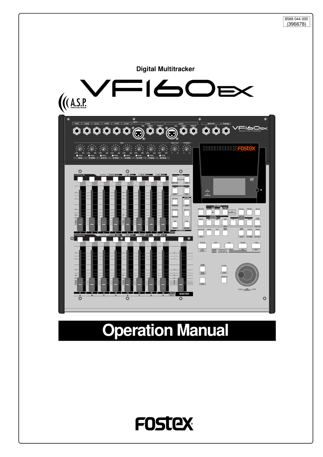 Fostex VF160EX operation manual Digital Multitracker, 10/B 11/C 12/D 13/E 14/F 15/G 16/H 