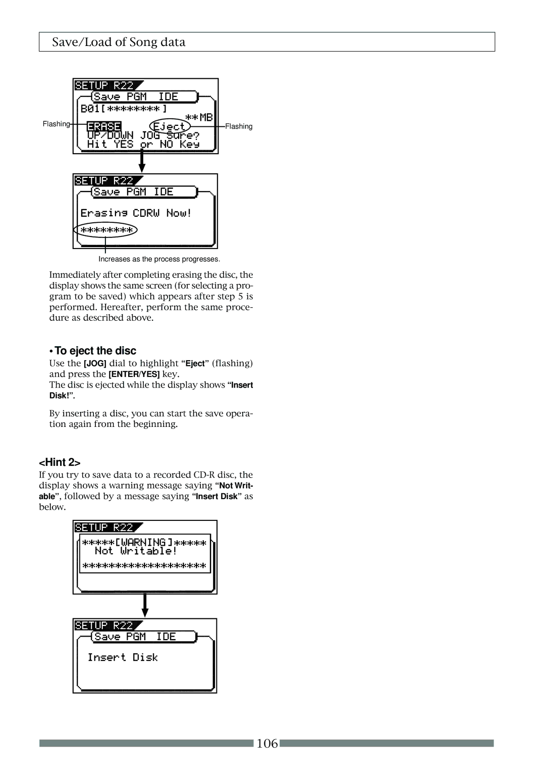 Fostex VF80 owner manual To eject the disc 