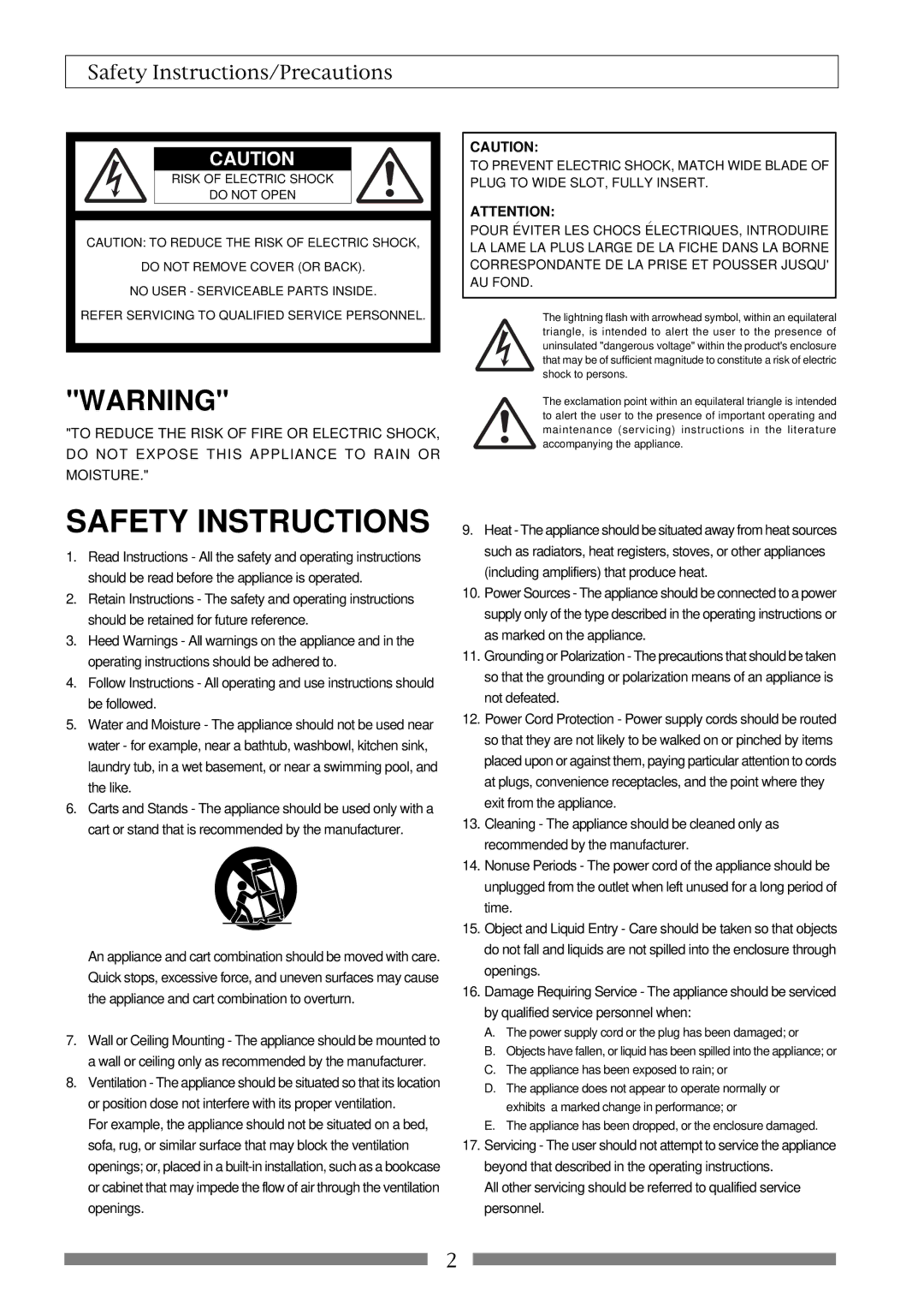 Fostex VF80 owner manual Safety Instructions 