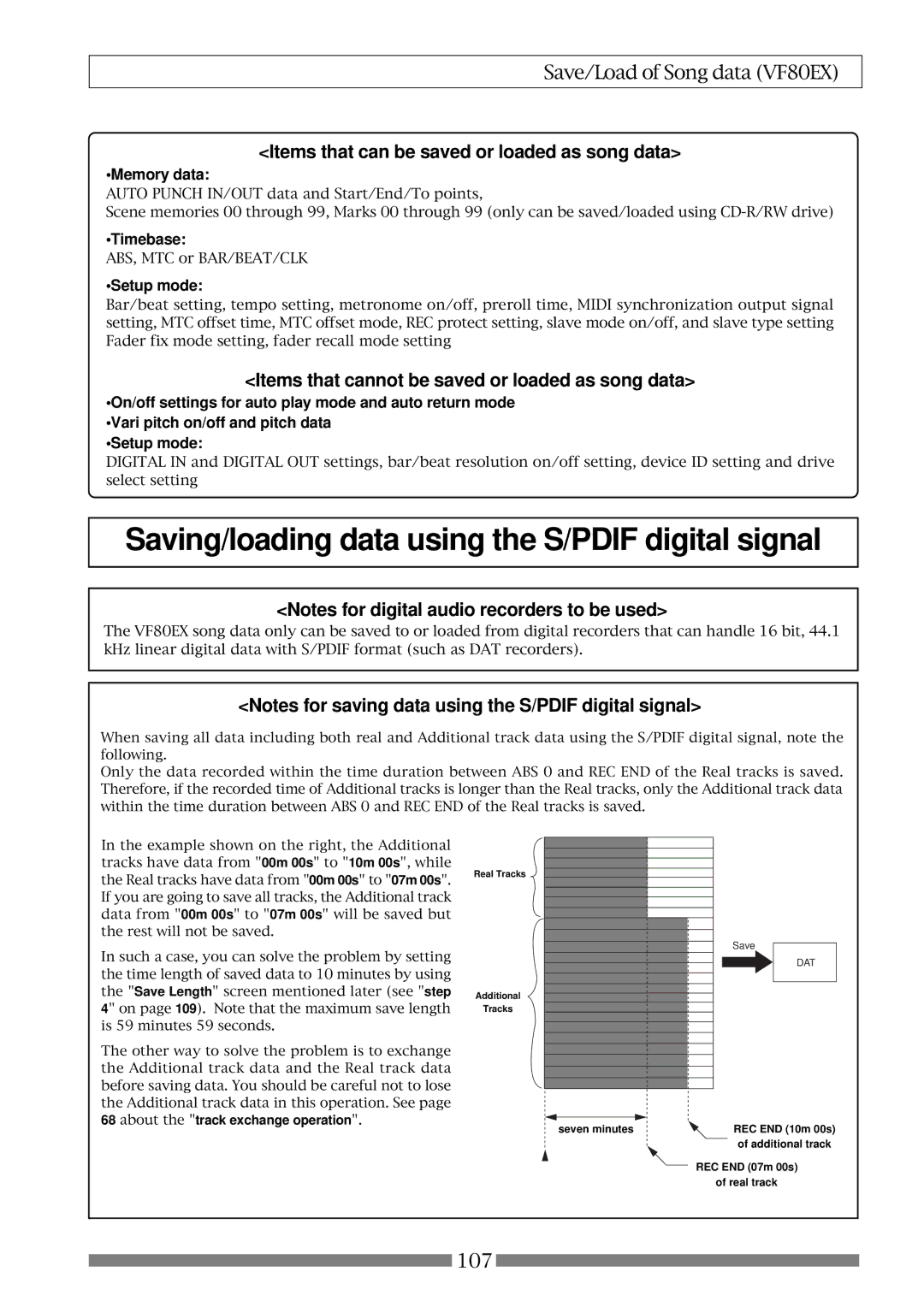 Fostex VF80EX Items that can be saved or loaded as song data, Items that cannot be saved or loaded as song data, Timebase 