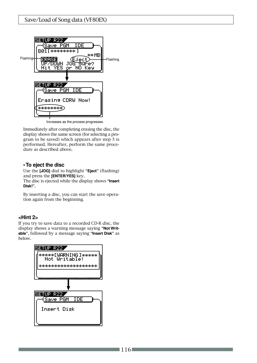 Fostex VF80EX owner manual To eject the disc 