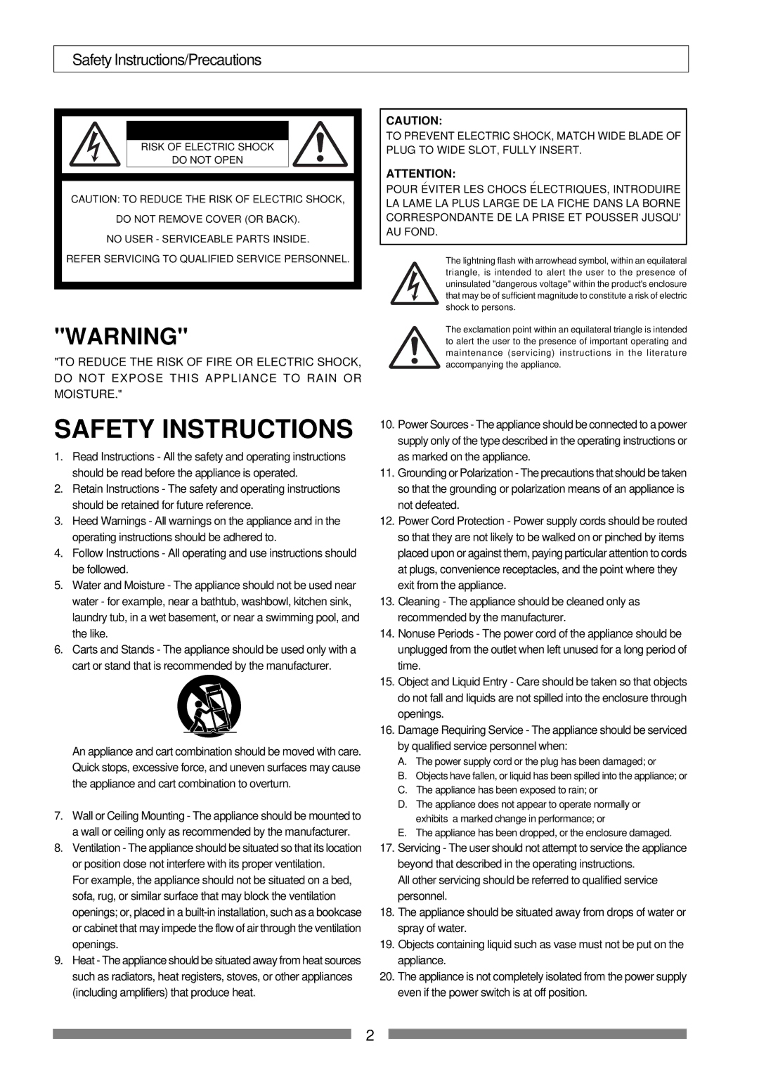 Fostex VF80EX owner manual Safety Instructions 