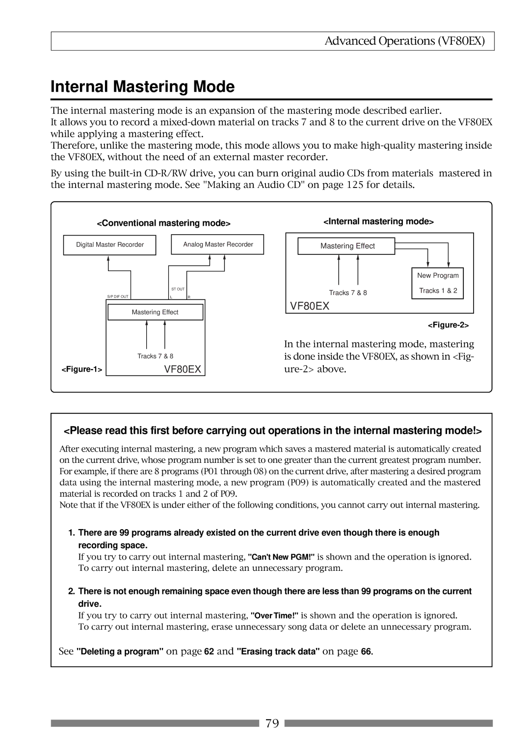 Fostex VF80EX owner manual Internal Mastering Mode, Conventional mastering mode, Internal mastering mode 