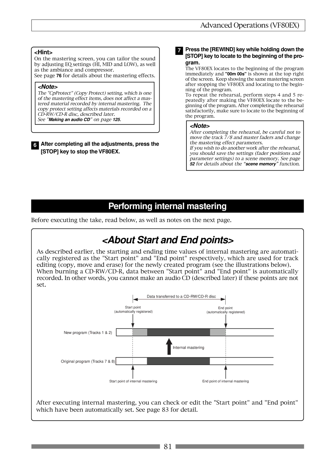 Fostex VF80EX owner manual Hint, Gram 