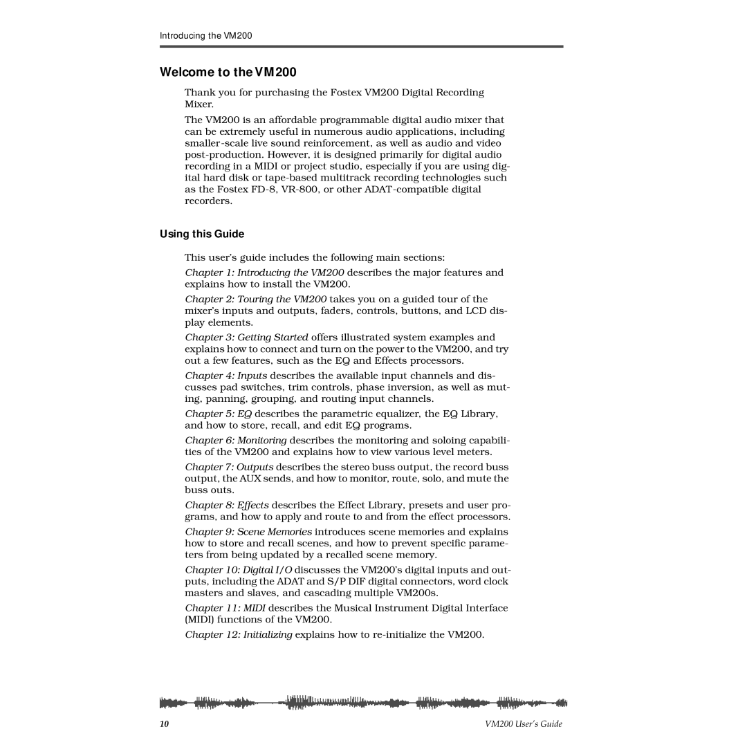 Fostex manual Welcome to the VM200, Using this Guide 