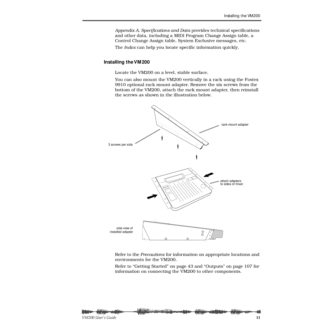 Fostex manual Installing the VM200 