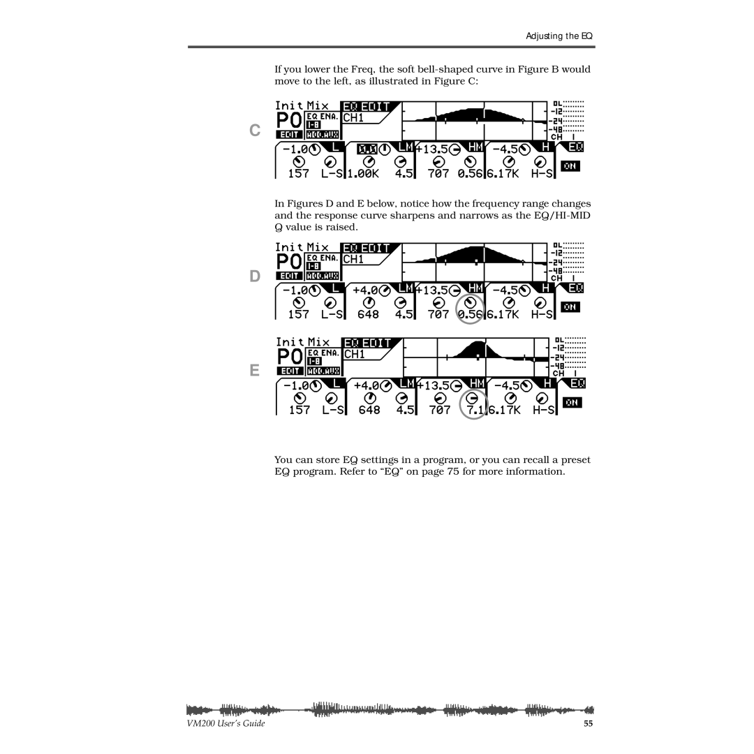 Fostex VM200 manual Adjusting the EQ 